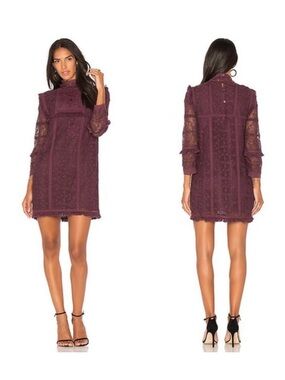 LoveShackFancy Burgundy Plum Lace Mini Dress